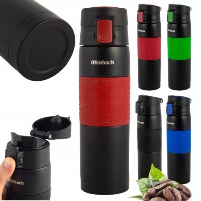 KUBEK TERMICZNY BIDON TERMOS 480ml CZERWONY dla sportowców stalowy OFENBACH